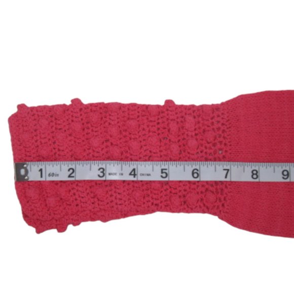 Handknit Cardigan Raised Popcorn Design Trim Bright Rose Womens Button Up L / XL - Picture 15 of 15
